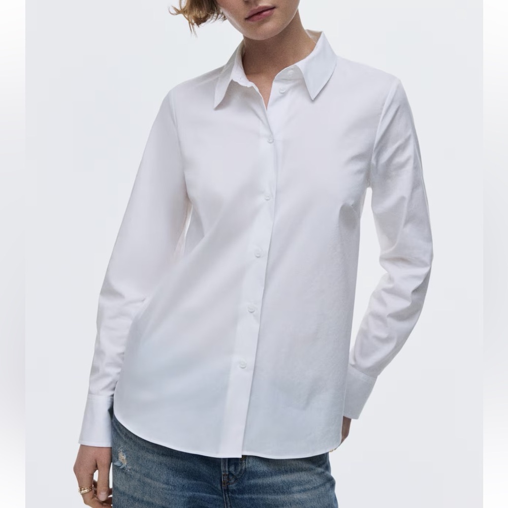 NWT H&M Cotton Button-down Shirt - White Size L Casual Top